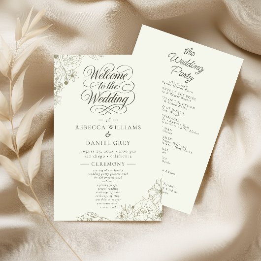 Papier Elegant Botanical Wedding Ceremony Program Sign