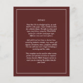Papier Élégant Bourgogne Monochrome Mariage Simple Classi (Dos)