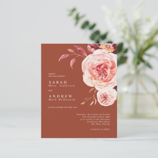 Papier Élégant budget automne Faire-part de mariage en te (Debout devant)