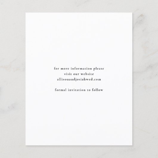 Papier Élégant budget de la typographie Mariage photo Enr (Dos)