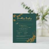Papier Élégant budget Emerald Green & Gold Floral RSVP (Debout devant)