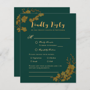 Papier Élégant budget Emerald Green & Gold Floral RSVP