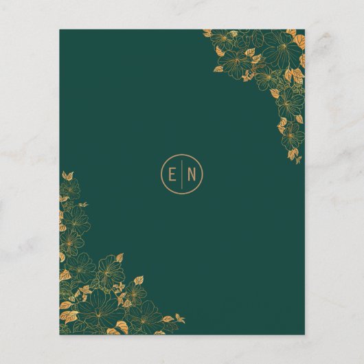 Papier Élégant budget Emerald Green Mariage or (Dos)