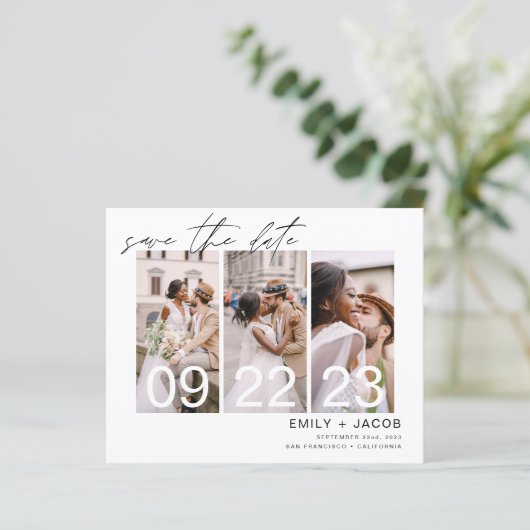 Papier Élégant budget Enregistrer la date 3 Invitations p (Debout devant)