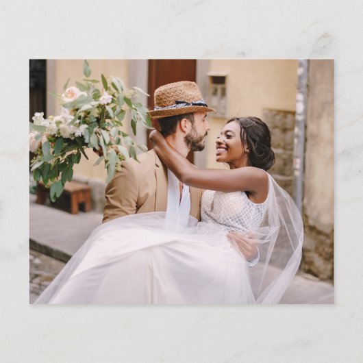 Papier Élégant budget Enregistrer la date 4 photo blanc (Dos)