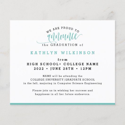 Papier Elégant budget Eucalyptus Photo Grad Faire-part (Dos)