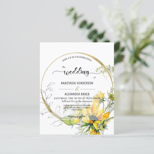 Papier Elegant Budget Invitation to wedding ceremony. (Debout devant)