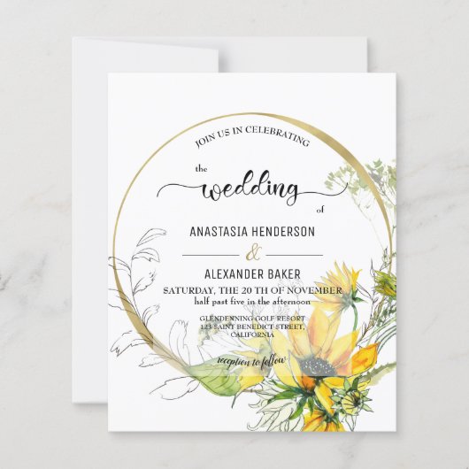 Papier Elegant Budget Invitation to wedding ceremony. (Devant)