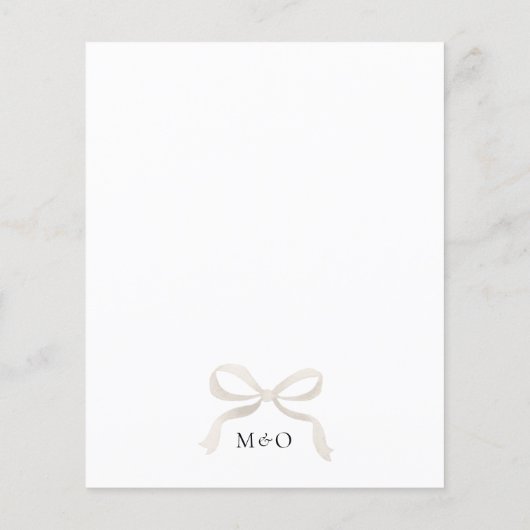 Papier Élégant BUDGET ivoire Beige Bow Monogramme Mariage (Dos)