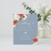 Papier Élégant budget Mariage rouge blanc bleu floral (Debout devant)