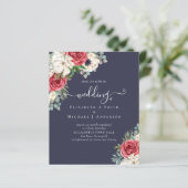 Papier Élégant budget Mariage rouge blanc bleu floral (Debout devant)