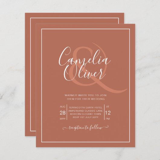 Papier Élégant BUDGET Mariage Terracotta Classique Mariag (Devant / Derrière)