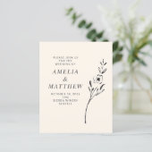 Papier Élégant budget minimal Flower Cream Wedding Invita (Debout devant)