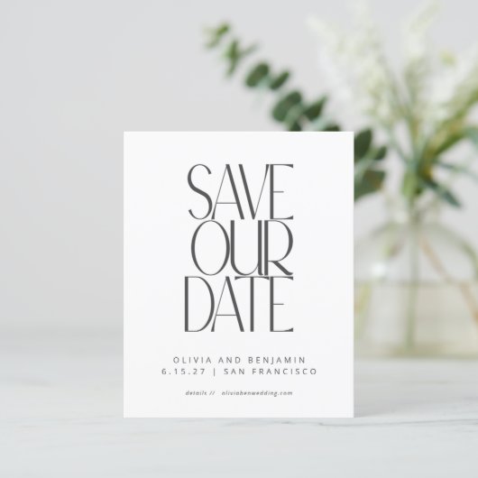 Papier Élégant budget noir blanc photo Enregistrer la dat (Debout devant)