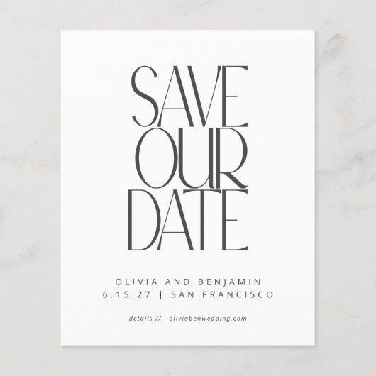 Papier Élégant budget noir blanc photo Enregistrer la dat (Devant)