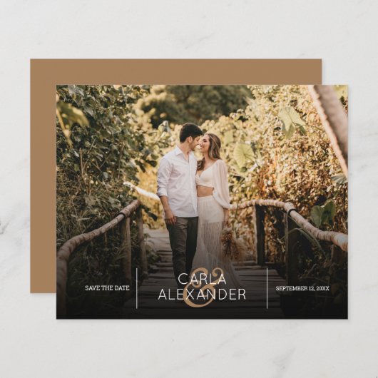 Papier Élégant budget photo de mariage Enregistrer la dat (Devant / Derrière)