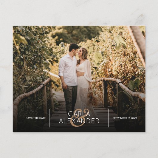 Papier Élégant budget photo de mariage Enregistrer la dat (Devant)