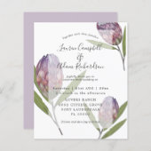 Papier Élégant budget Protea violet Faire-part de mariage (Devant / Derrière)