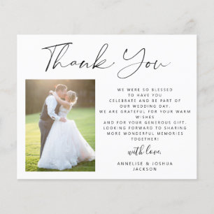 Papier Élégant budget script 2 photos mariage remerciemen