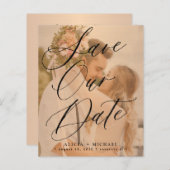 Papier Élégant budget script photo mariage faire part de (Devant / Derrière)