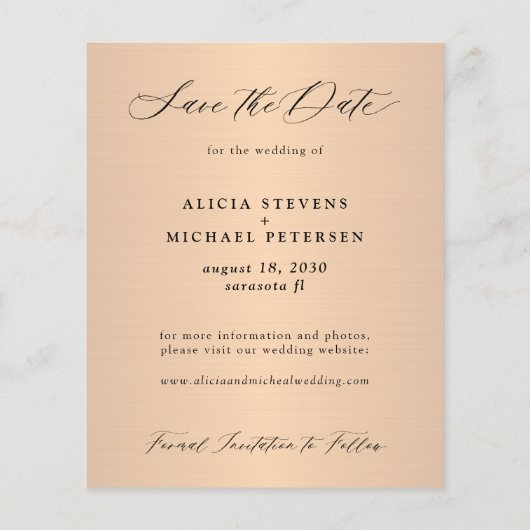 Papier Élégant budget script photo mariage faire part de (Dos)