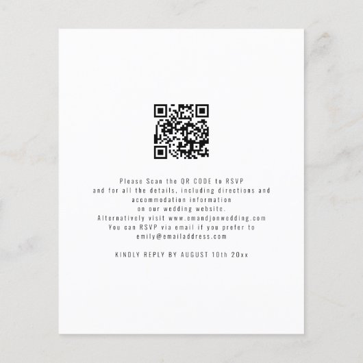 Papier Élégant budget Script photo QR Code Mariage Invita (Dos)