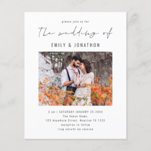 Papier Élégant budget Script photo QR Code Mariage Invita