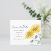 Papier Élégant Budget Sunflower Botanical Save The Date (Debout devant)