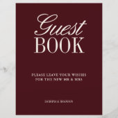 Papier Élégant Burgundy Livre d'hôtes Mariage Tabletop Si (Devant)