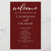 Papier Élégant Burgundy Script Soirée de Mariage Programm (Devant)