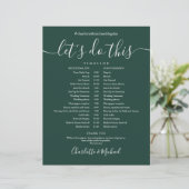 Papier Elégant calendrier de Mariage Emerald Green (Debout devant)