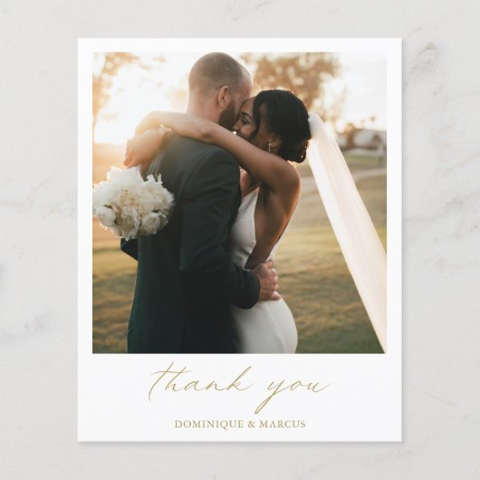 Papier Élégant Calligraphie Dorée Budget Mariage Remercie (Devant)