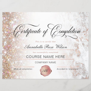 Papier Élégant certificat d'or Rose d'achèvement