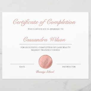 Papier Élégant certificat Rose Gold d'achèvement