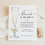 Papier Elegant Chic Gold Brunch et Bubbly Fête des mariée<br><div class="desc">Moderne Elégant Champagne Flute Vin Verre Script Calligraphie Brunch et Bubbly Bridal Shower Invitation</div>