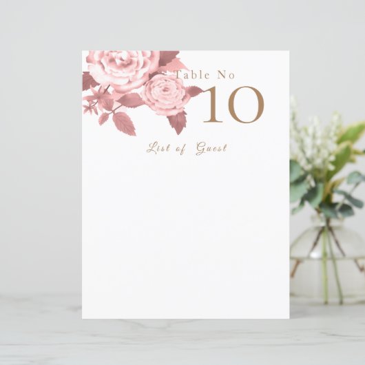 Papier Élégant Chic Rose Mariage Blank Seating Chartes (Debout devant)