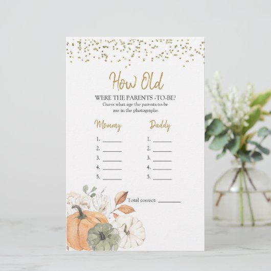 Papier Élégant Citrouille blanc Quel âge avaient les pare (Debout devant)