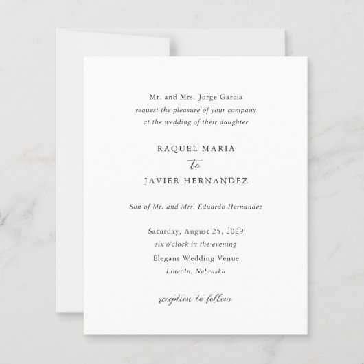 Papier Elegant Classic Budget Wedding Invitation (Devant)