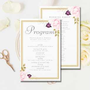 Papier Elegant Classic Gold Frame Floral Roses Wedding