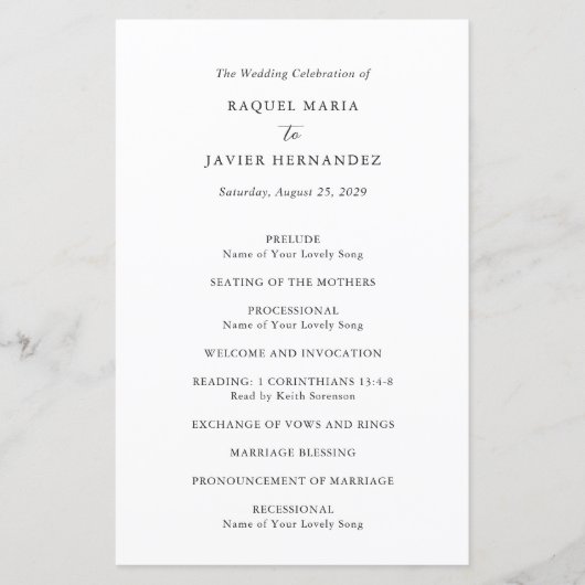 Papier Elegant Classic Wedding Program (Devant)