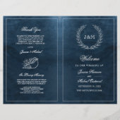 Papier Elégant Classy Navy Seashell Beach Wedding Program (Devant)