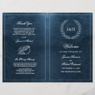 Papier Elégant Classy Navy Seashell Beach Wedding Program