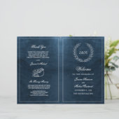 Papier Elégant Classy Navy Seashell Beach Wedding Program (Debout devant)