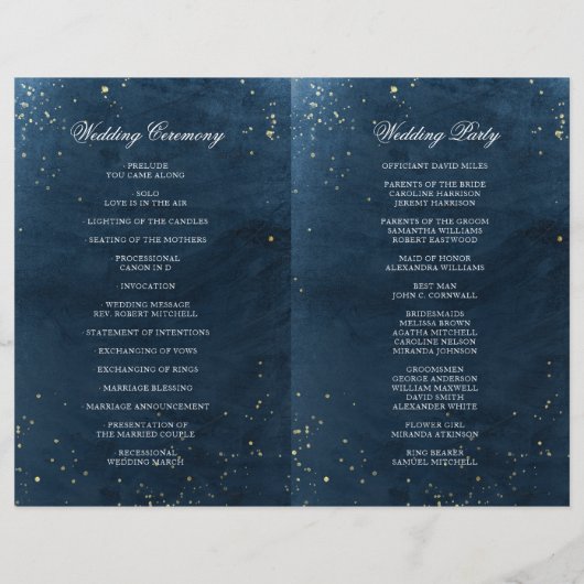 Papier Elégant Classy Navy Seashell Beach Wedding Program (Dos)