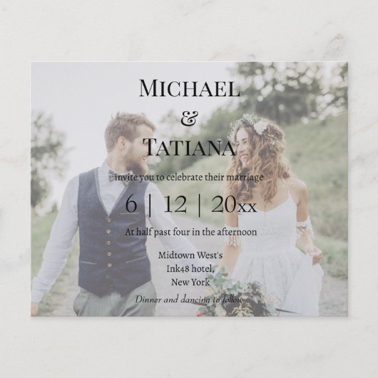 Papier élégant code rsvp qr 2 photos faire-part de mariag (Devant)