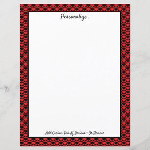 Papier Élégant coeur romantique rouge et noir Personnalis