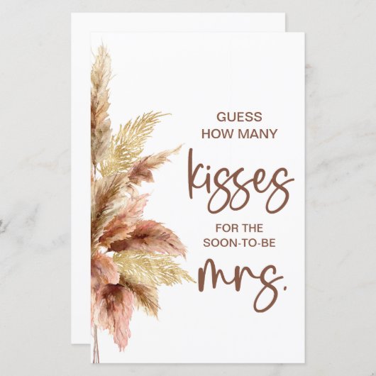 Papier Élégant Combien de Baisers Jeu Signe (Devant / Derrière)