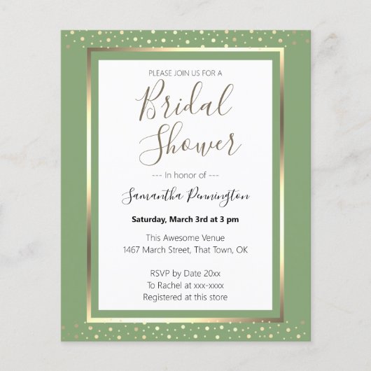 Papier Elégant Confetti Fête des mariées Budget Invitatio (Devant)