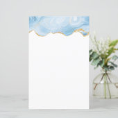 Papier Élégant Cool Bleu Agate avec ruban Parties scintil (Debout devant)