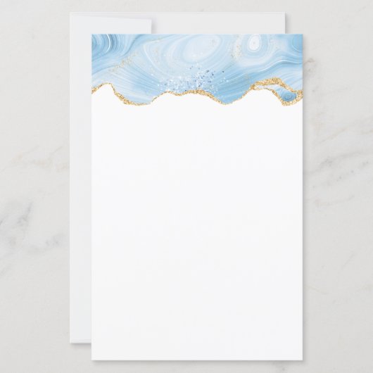 Papier Élégant Cool Bleu Agate avec ruban Parties scintil (Devant)